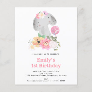 PAPER   Sweet Elephant First Birthday Party Invite