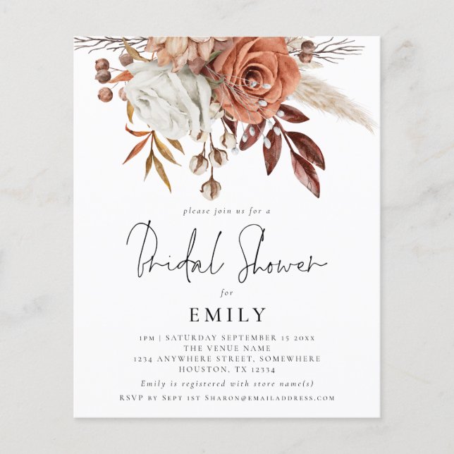 PAPER | Terracotta Florals Bridal Shower Invite (Front)