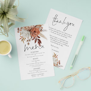 PAPER Terracotta Florals Wedding Thank You Menu