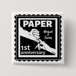 Paper traditional 1st wedding anniversary 15 cm square badge