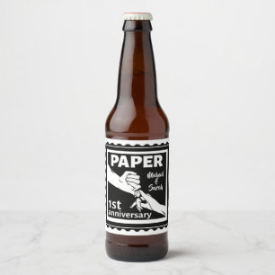 Paper traditional 1st wedding anniversary beer bottle label