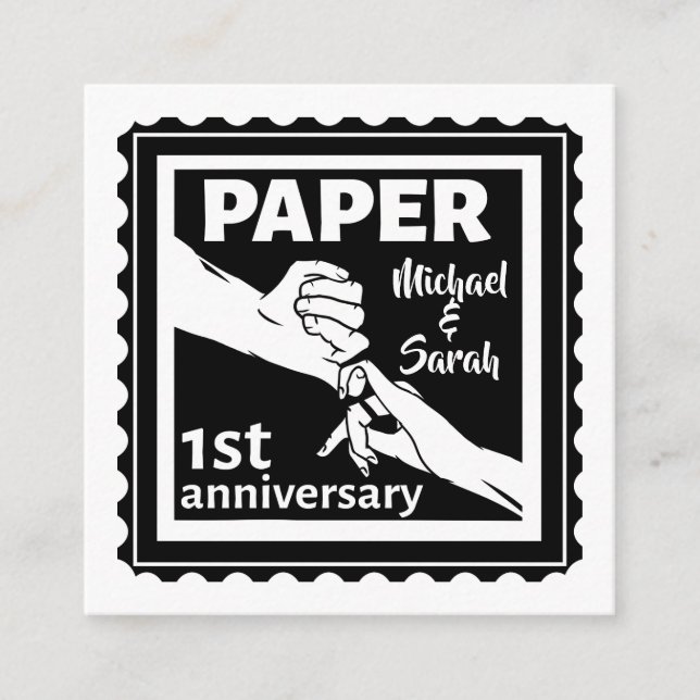 Paper traditional 1st wedding anniversary enclosure card (Front)