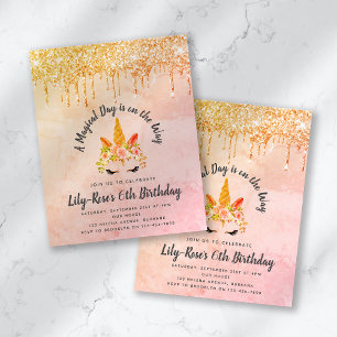 PAPER Unicorn Face Glitter Birthday Invitation