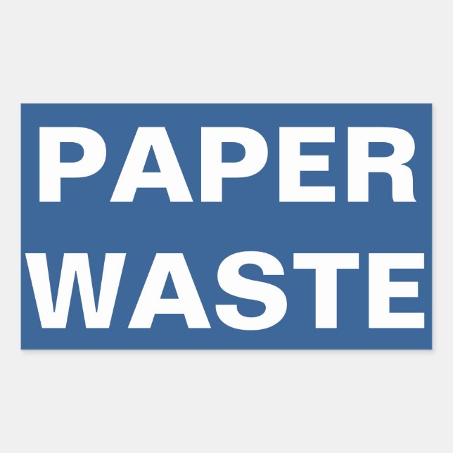 Paper Waste Sign Rectangular Sticker (Front)