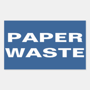 Paper Waste Sign Rectangular Sticker