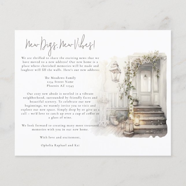 PAPER Watercolor Home Illustration New Address (Front)