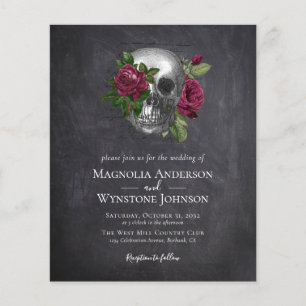 PAPER Wedding Invitation   Gothic Skull Roses