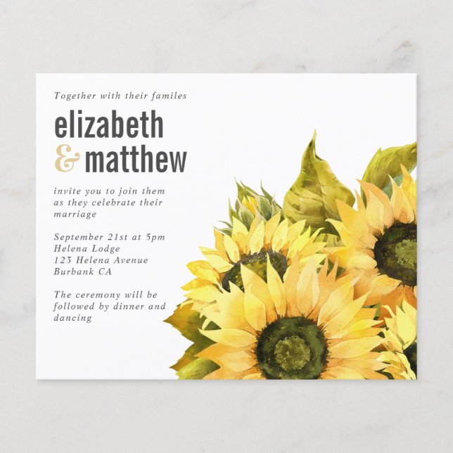 PAPER Wedding Invitation | Rustic Sunflower (Front)
