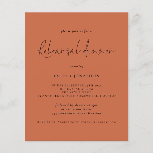 PAPER | Wedding Rehearsal Dinner Terracotta Invite (Front)