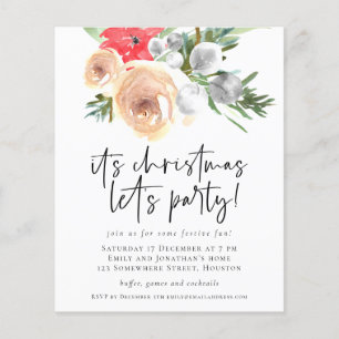 PAPER Winter Florals Christmas Lets Party Invite