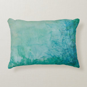 Paper With Blue, Green, And Black Paint Abstract Decorative Cushion