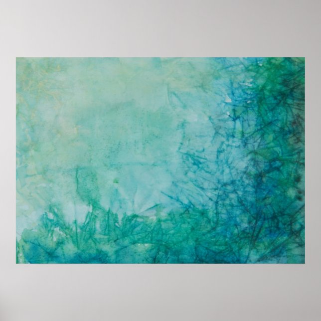 Paper With Blue, Green, And Black Paint Abstract Poster (Front)