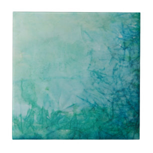 Paper With Blue, Green, And Black Paint Abstract Tile