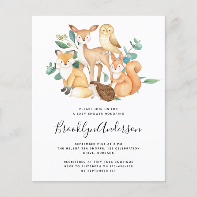 PAPER Woodland Eucalyptus Baby Shower Invitation (Front)