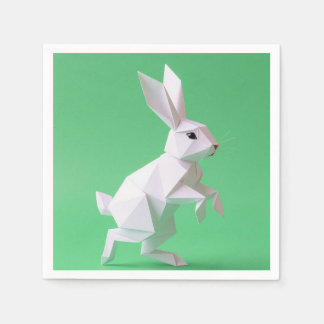 Paper work of rabbit in green world napkin