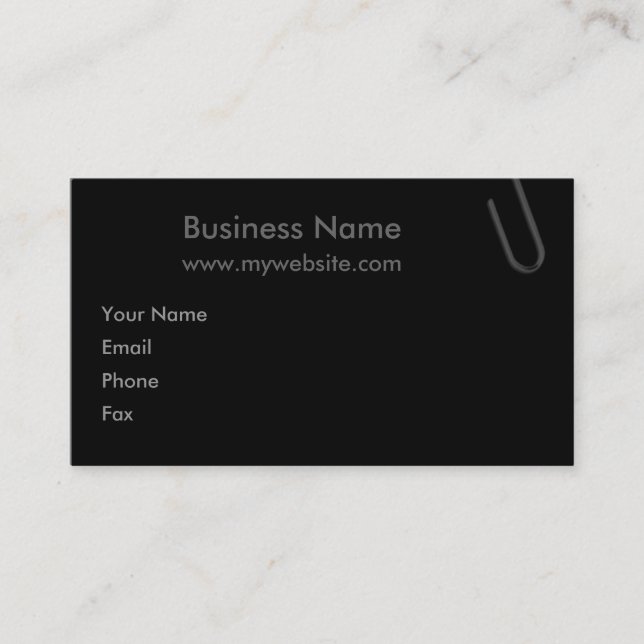 Paperclip Black Business Card (Front)
