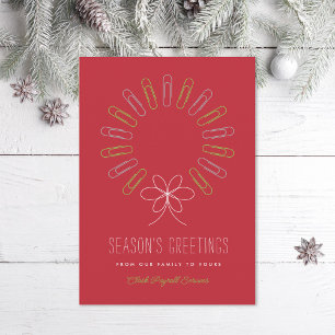 Paperclip Wreath Business Christmas Holiday Card