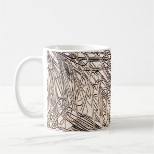 Paperclips for fastening paper sheets together coffee mug