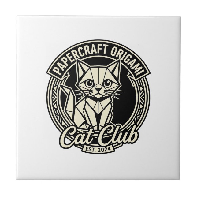 Papercraft Origami Cat Funny Cat Graphic - Papercr Ceramic Tile (Front)