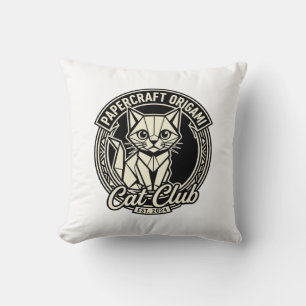 Papercraft Origami Cat Funny Cat Graphic - Papercr Cushion