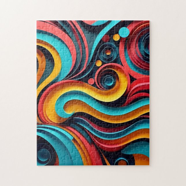  Papercut Colourful Waves Artwork Jigsaw Puzzle (Vertical)