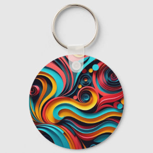  Papercut Colourful Waves Artwork Key Ring