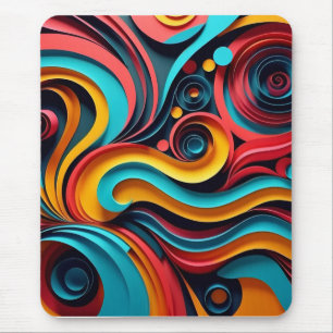  Papercut Colourful Waves Artwork Mouse Pad