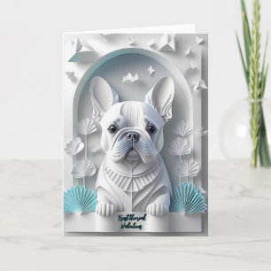 Papercut French Bulldog Illustration  Holiday Card