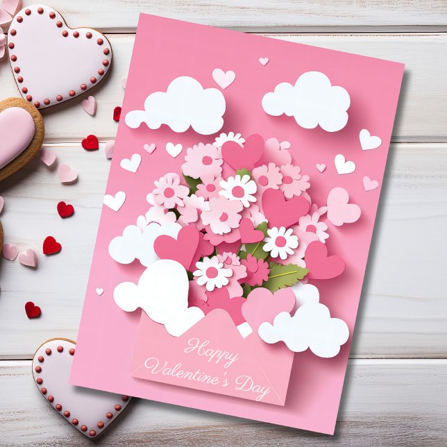 Papercut Heart and Flowers Valentine's Greeting Holiday Card (Creator Uploaded)
