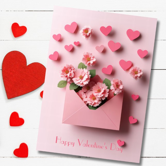 Papercut Heart and Flowers Valentine's Greeting Holiday Card (Creator Uploaded)