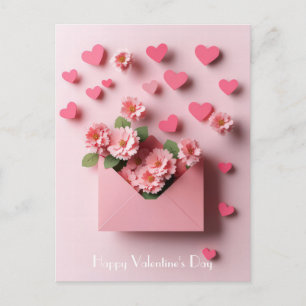 Papercut Heart and Flowers Valentine's Greeting Postcard