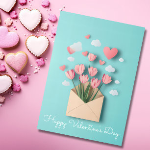 Papercut Hearts and Flowers Valentine's Greeting Holiday Card