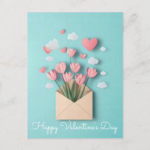 Papercut Hearts and Flowers Valentine's Greeting Postcard