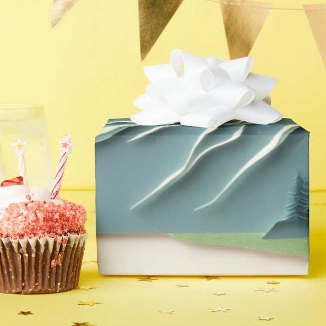 Papercut Mountain design Wrapping Paper (Birthday Party)