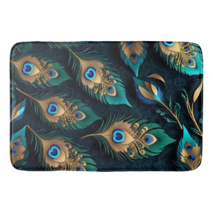 Papercut Peacock Feathers Pattern Bath Mat