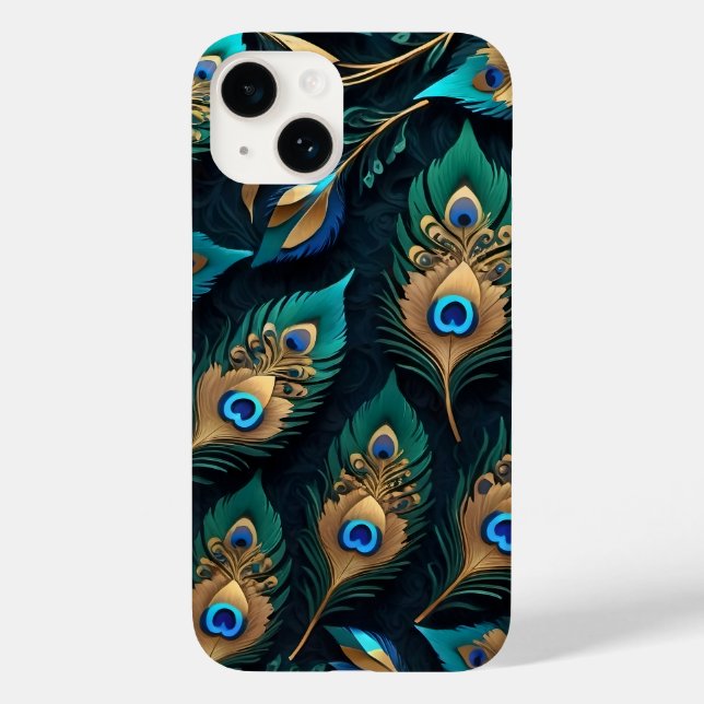 Papercut Peacock Feathers Pattern Case-Mate iPhone Case (Back)