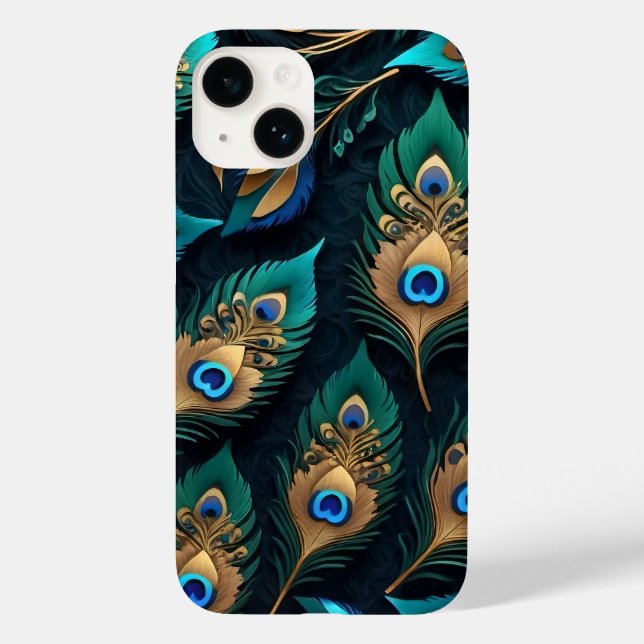 Papercut Peacock Feathers Pattern Case-Mate iPhone Case (Back)