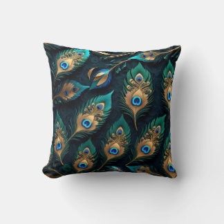 Papercut Peacock Feathers Pattern Cushion