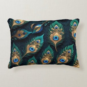 Papercut Peacock Feathers Pattern Decorative Cushion