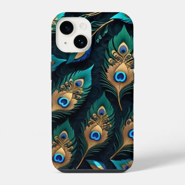 Papercut Peacock Feathers Pattern iPhone Case (Back)