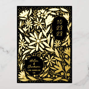 Papercut Rustic Flowers Black Save the Date