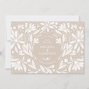 Papercut Rustic Flowers Sandy Beige Save The Date