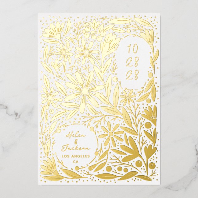 Papercut Rustic Flowers Save the Date (Front)