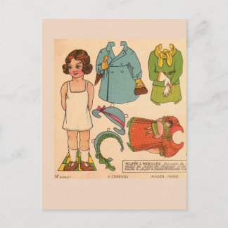 PAPERDOLL GIRL VINTAGE CUTE POSTCARD