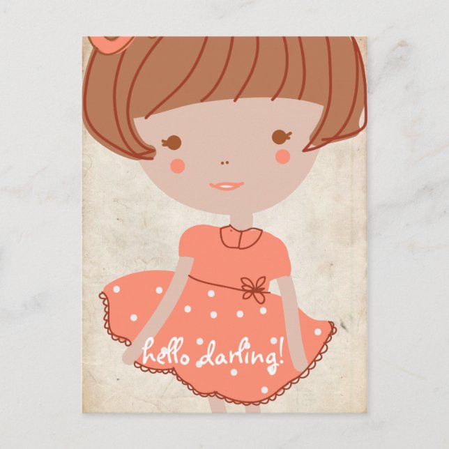 paperfruit sweet bow girl postcard (Front)