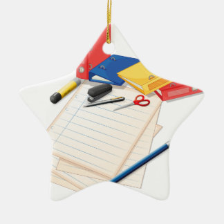 Papers and other office supplies ceramic tree decoration