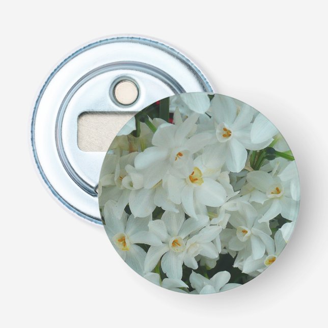 Paperwhite Narcissus Delicate White Flowers Bottle Opener (Front)