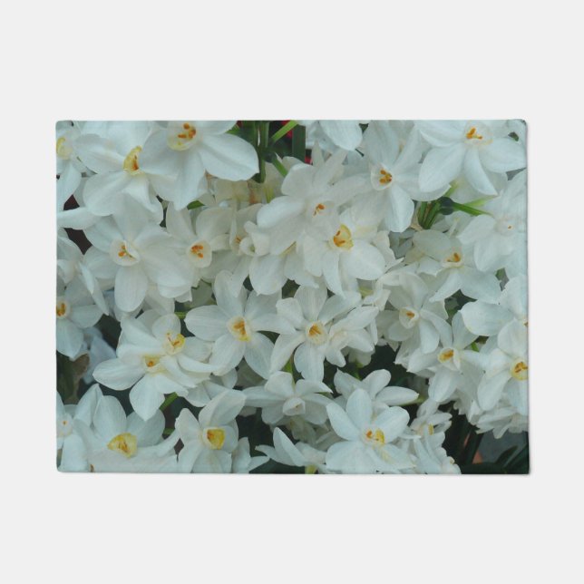 Paperwhite Narcissus Delicate White Flowers Doormat (Front)