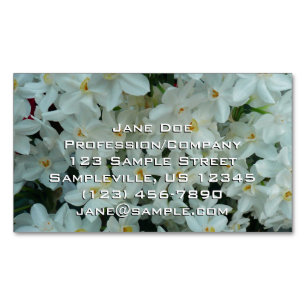 Paperwhite Narcissus Delicate White Flowers Magnetic Business Card