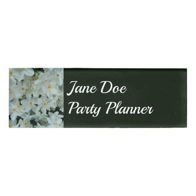 Paperwhite Narcissus Delicate White Flowers Name Tag (Front)